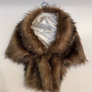 Luxurious Faux Fur Shawl in Rich Brown